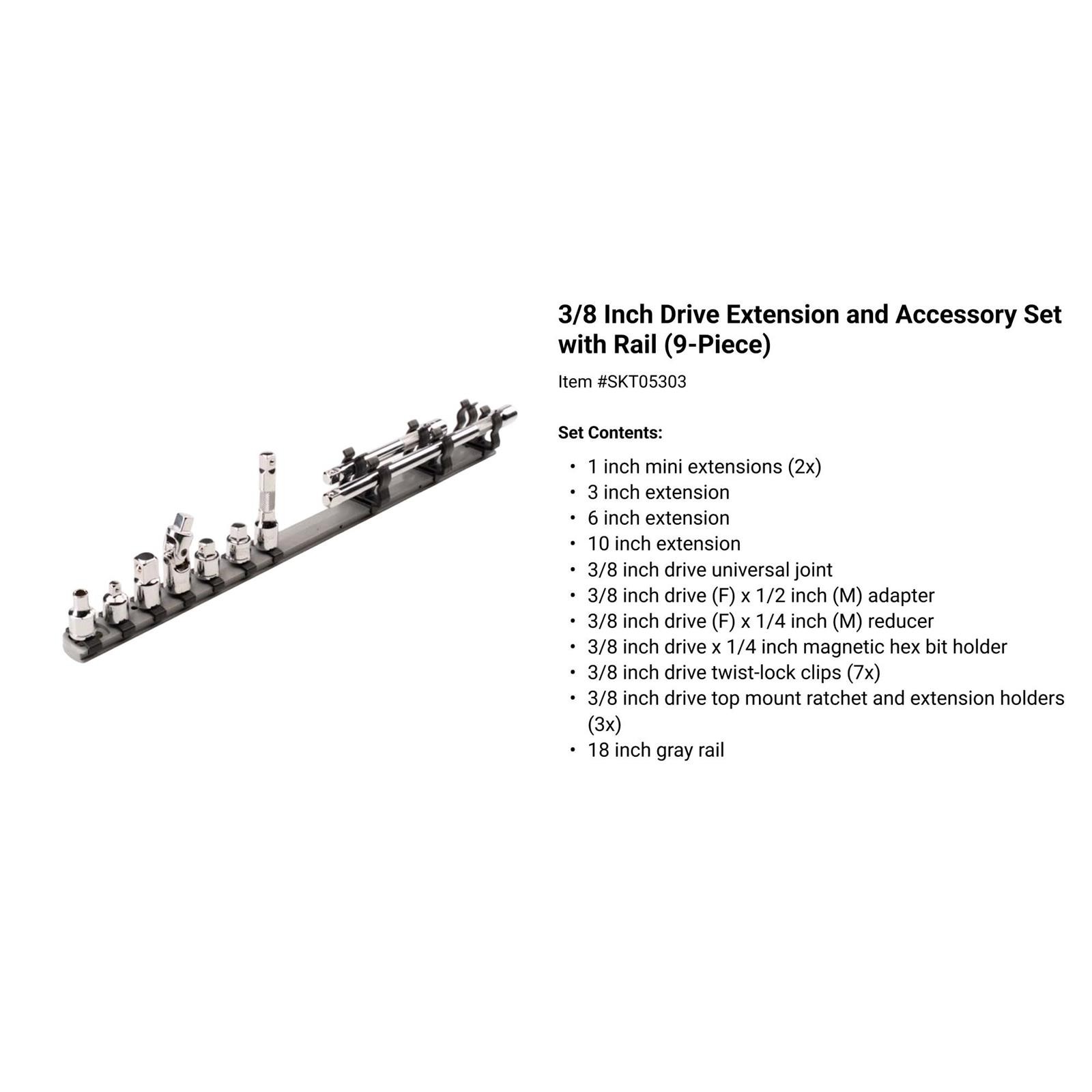 Tekton SHA99201 27pc Extension/Accessory Set w/Rails and Tray
