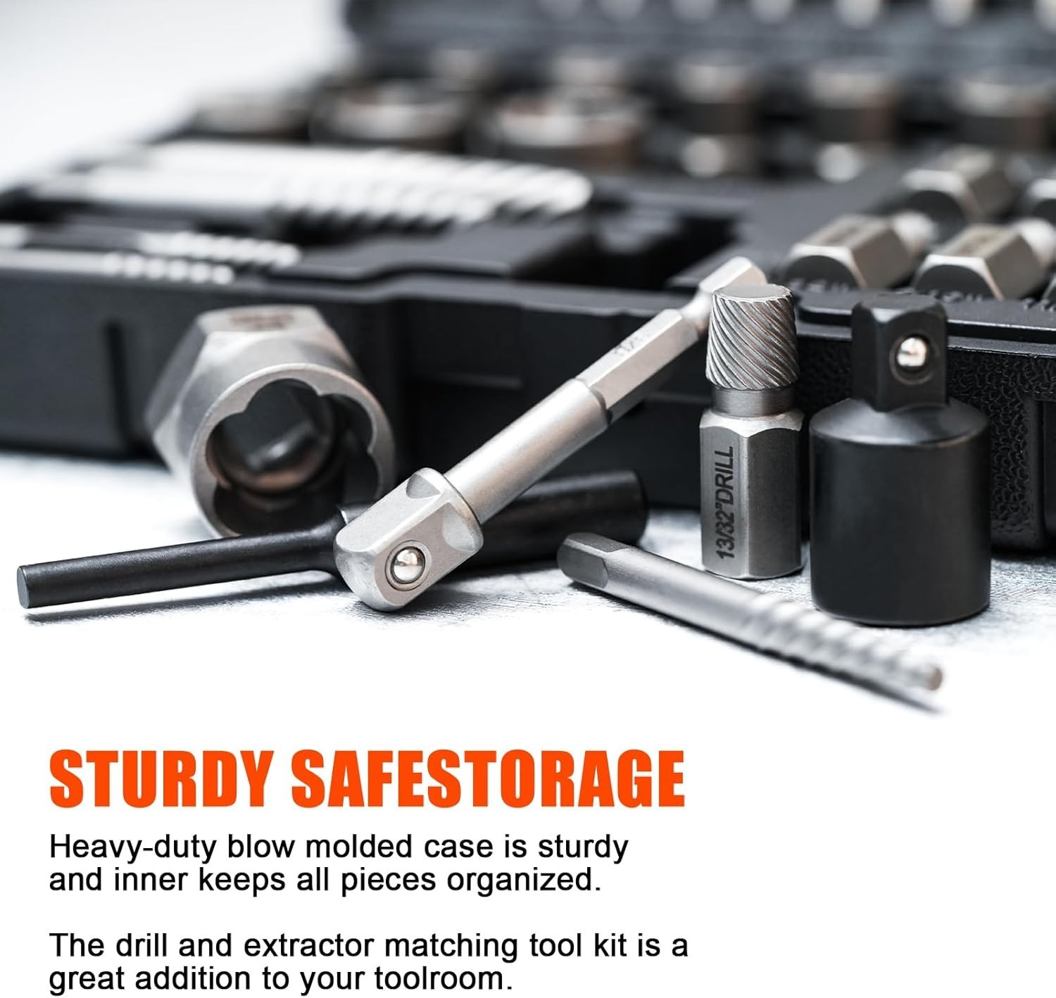 Heavy-Duty 42-Piece Bolt Extractor & Cobalt Bit Set for Stripped, Frozen Screws