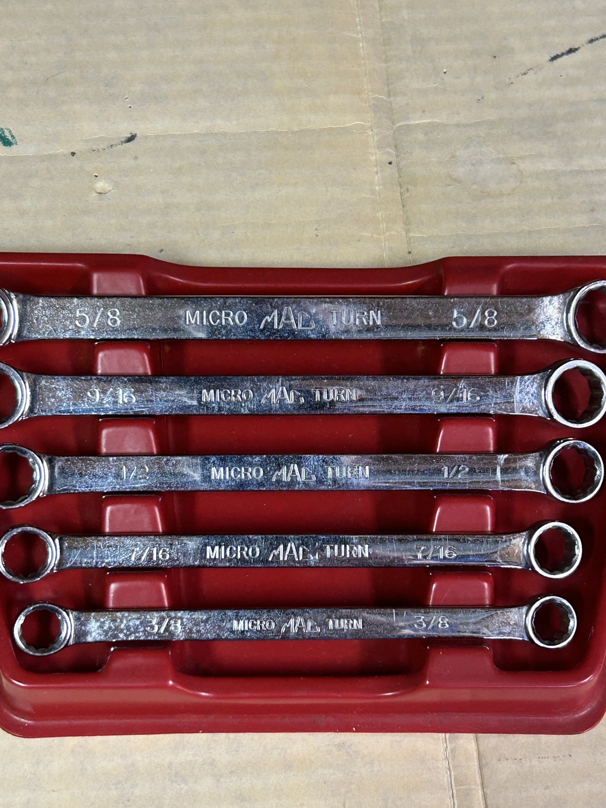 MAC Tools 3/8″ – 5/8″ 5 pc SAE 12pt Micro Turn Double Box End Chrome Wrench set