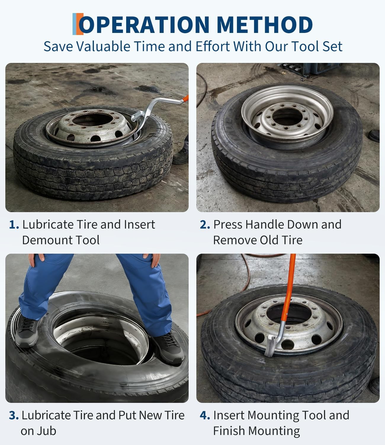 Manual Tire Changer for Large Tires 22.5″-24.5″ – Complete Kit with Bead Keeper