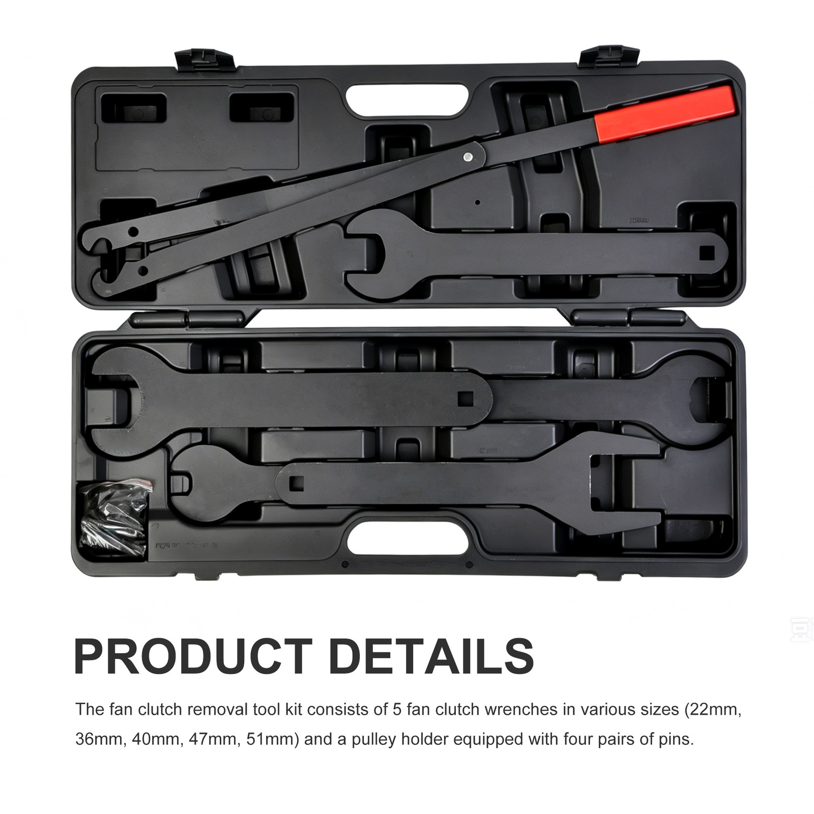Fan Clutch Removal Tool Kit, Wrench Set 22 36 40 47 51 MM with Pulley Holder