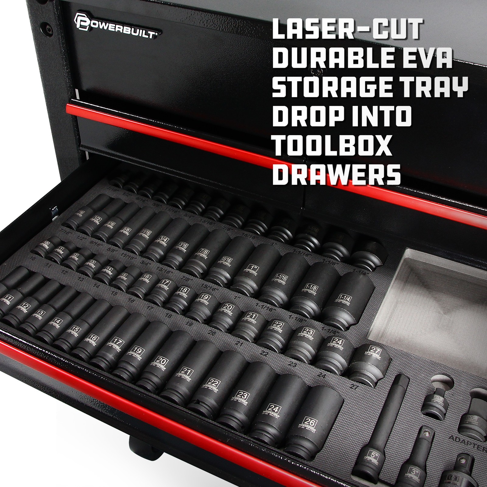 Powerbuilt 63 Piece 6 Point SAE & Metric Pro Tech Impact Socket Set – 949012