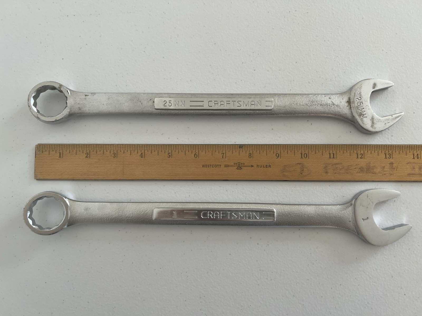 Craftsman 25mm 42931 & 1 Inch 44705 Combination 12 Pt Wrenches