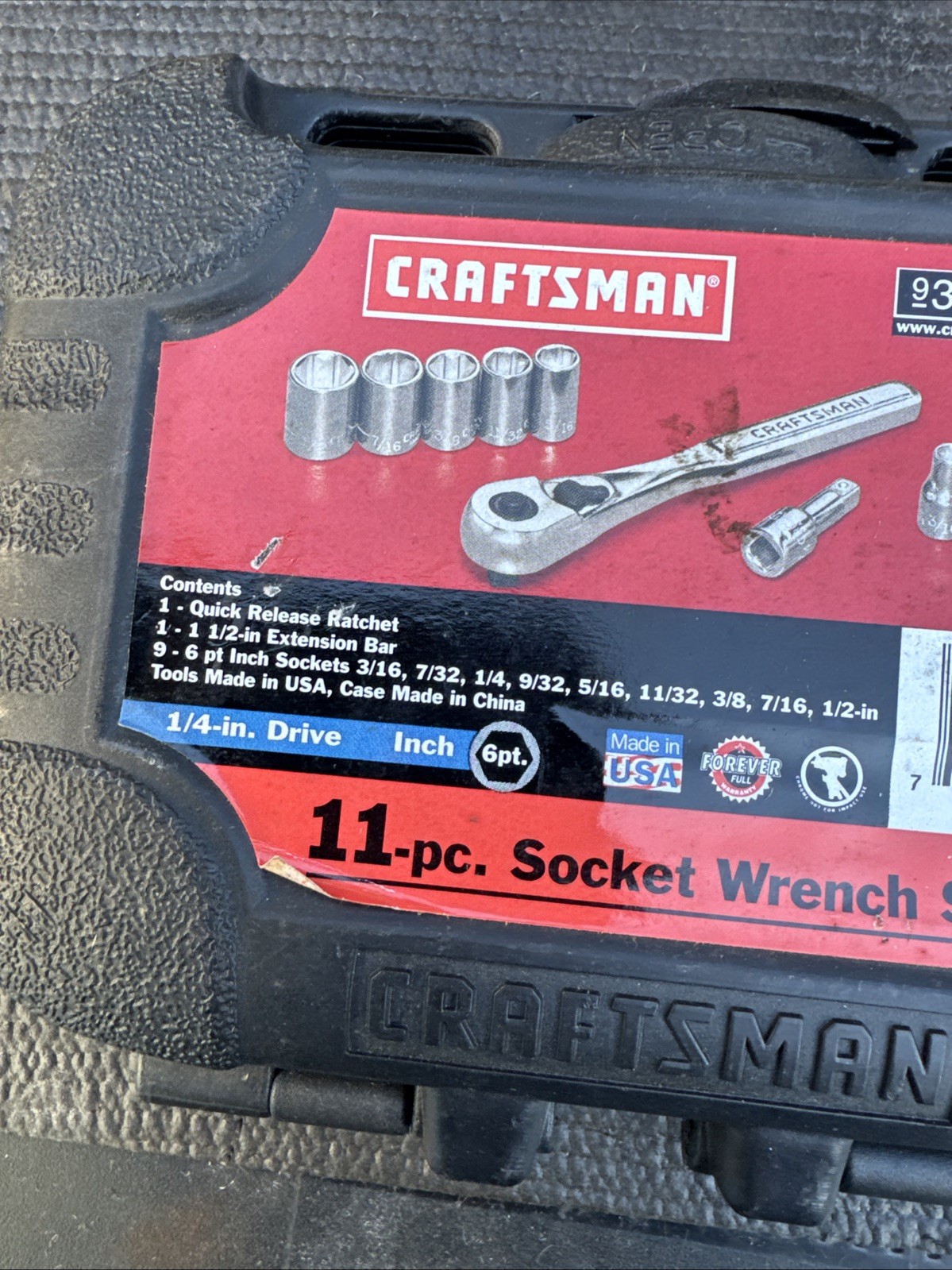 NOS Sears Craftsman USA 11-piece 1/4″ Drive Socket Wrench Set Case, 9-34860
