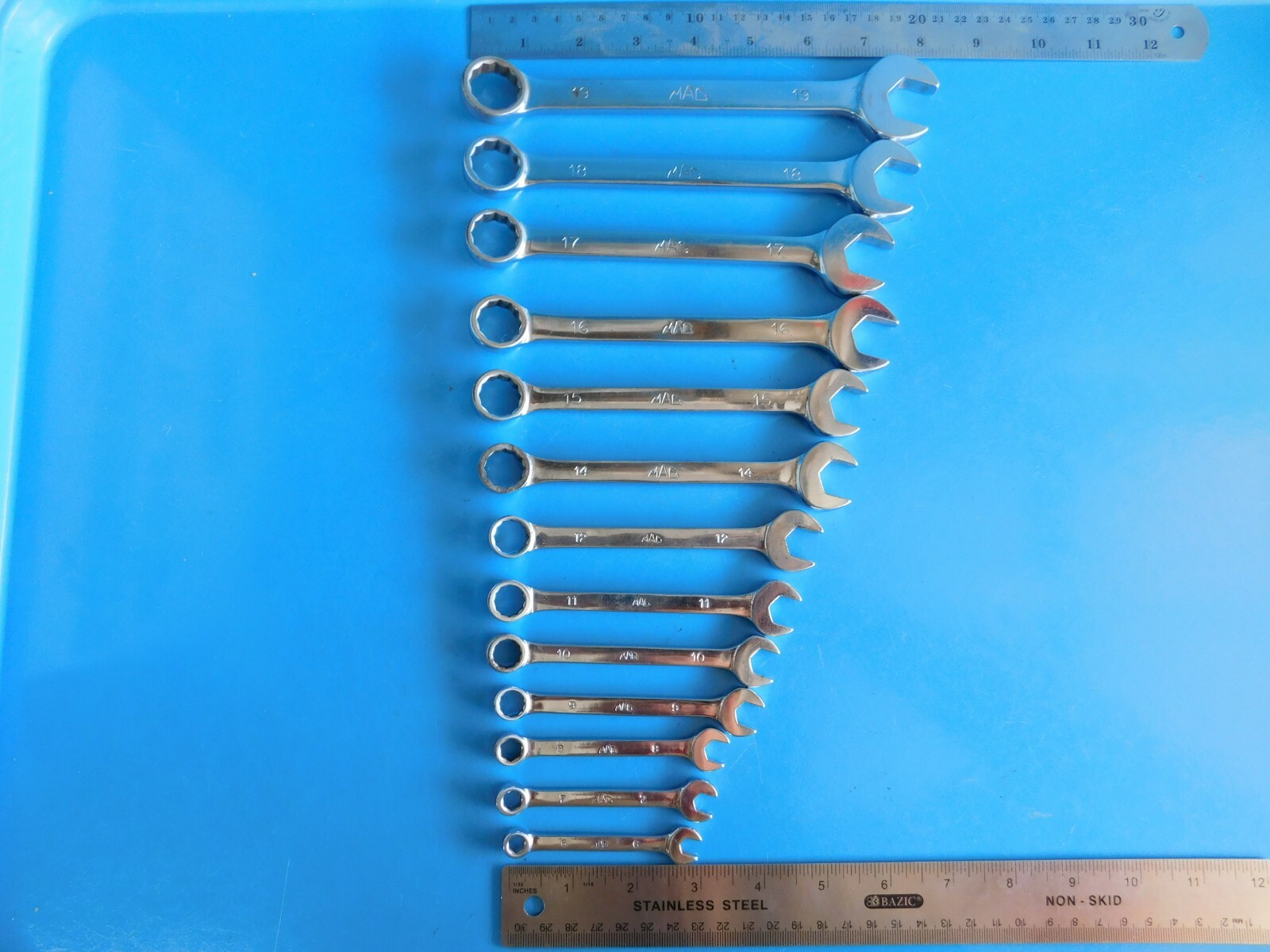 USED, MAC SHORT COMBO WRENCHS «6,7,8,9,10,11,12,14,15,16,17,18,19MM» LOT OF 13