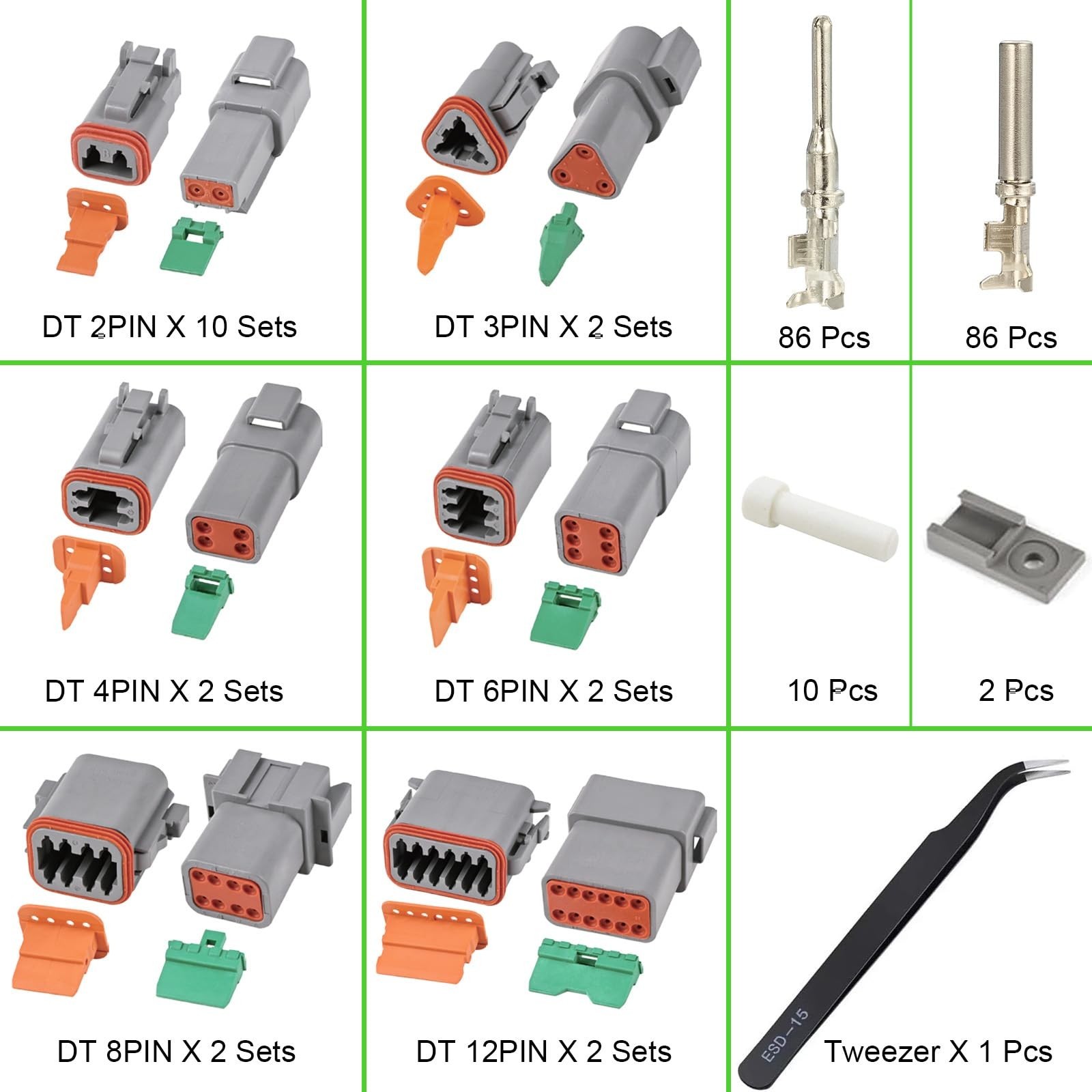 20 Sets Automotive Waterproof DT Connector Kit – 2/3/4/6/8/12 Pin Electrical Con