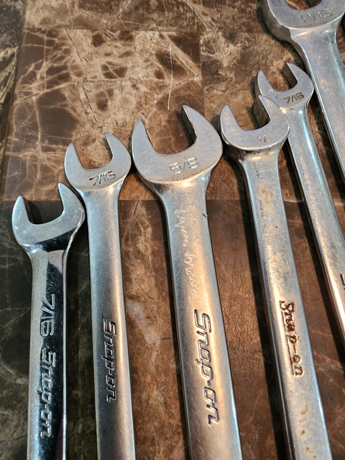 Snap-on Wrench Lot 9 Pc OEX OEXM OXI RXSM SAE METRIC 12 21 15/16 7/8 11/16 7/16