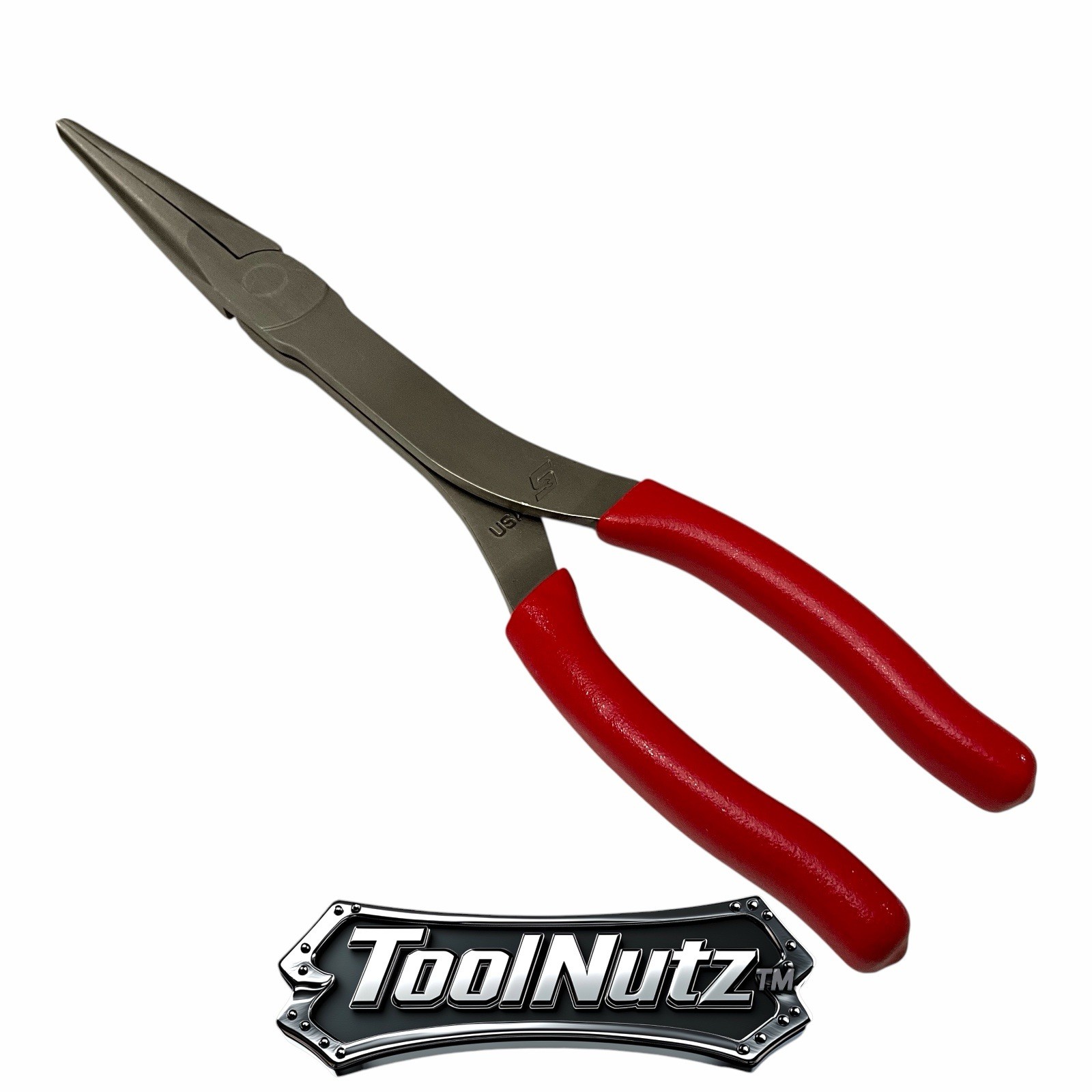 Snap-on Tools NEW 911ACF 11″in. RED Soft Grip Rounded Jaw Needle Nose Pliers USA