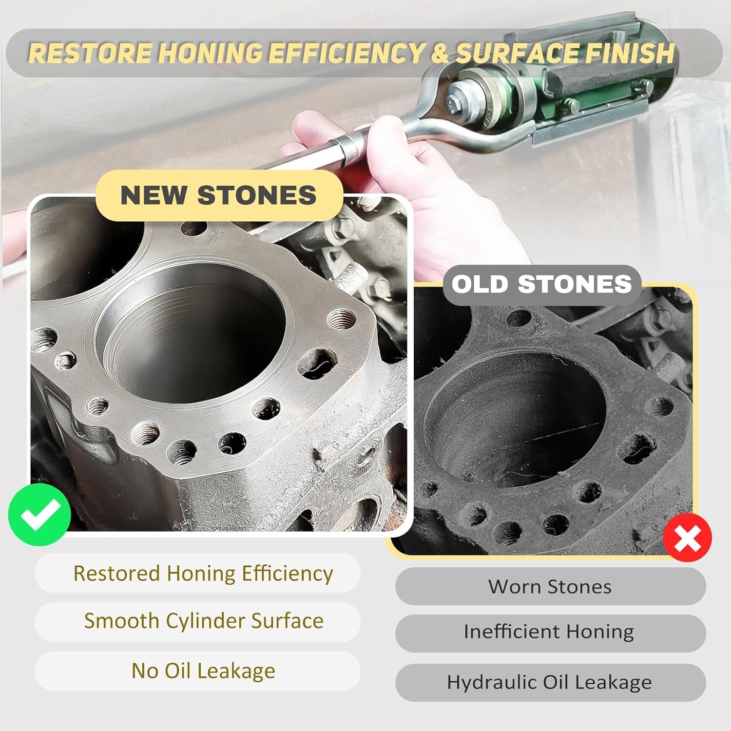 15520 Engine Cylinder Hone Replacement Stones 5-Inch long 280 Grit 4 -Pack