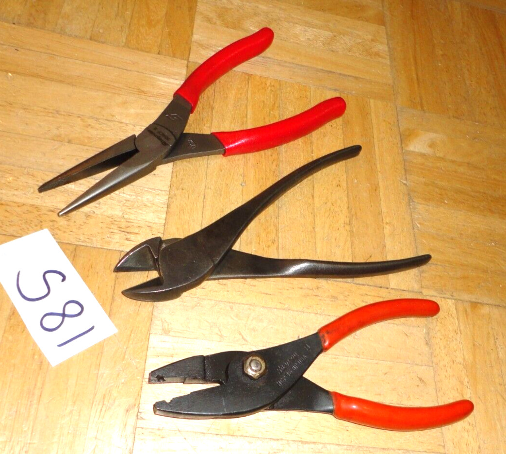 SNAP-ON TOOLS 3 PIECE HOSE CLAMP, NEW NEEDLE NOSE PLIERS, DIAGONAL CUTTER