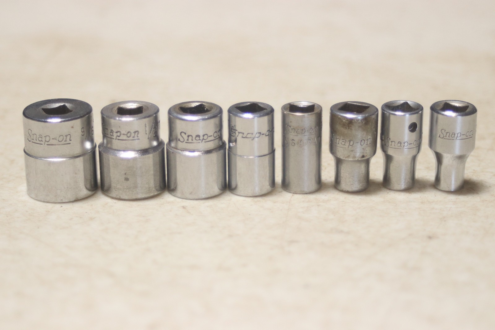 Lot of 13 Snap On 1/4 Inch Drive SAE 6 Point Sockets 3/16 to 9/16