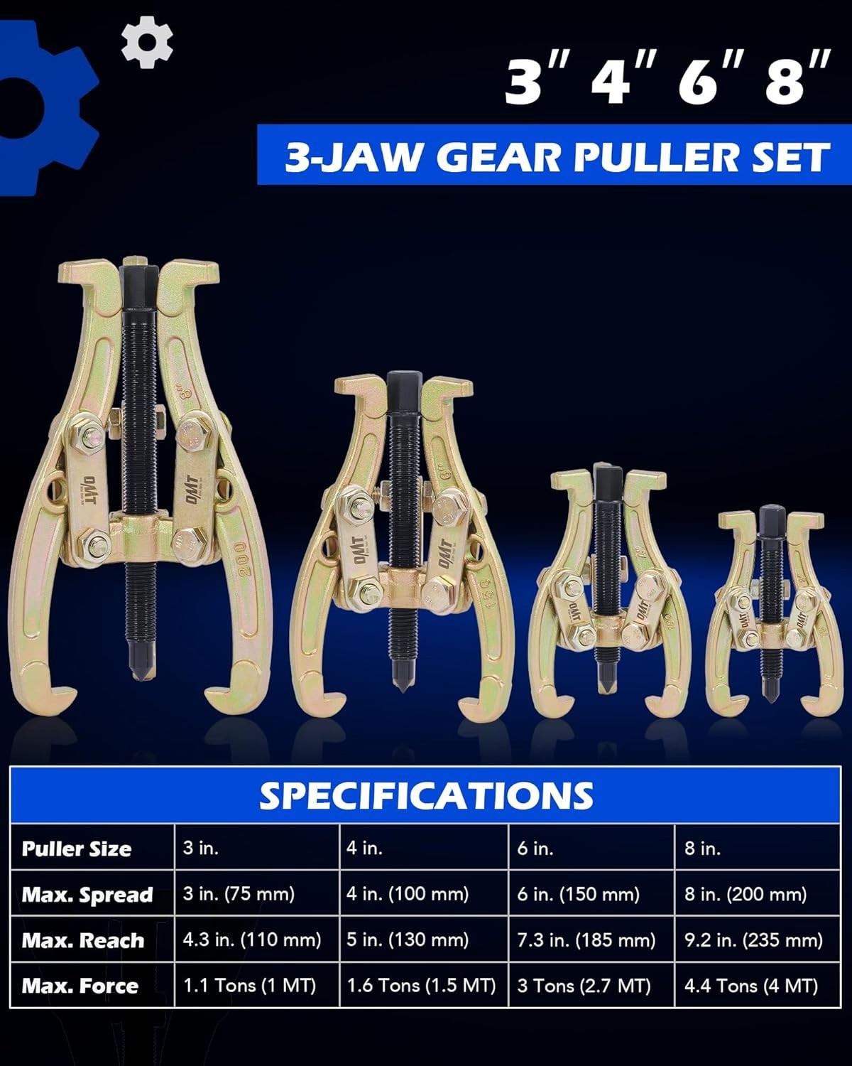 All-In-One Gear and Bearing Puller Set – 3-8″ Sizes with Corrosion Resistance