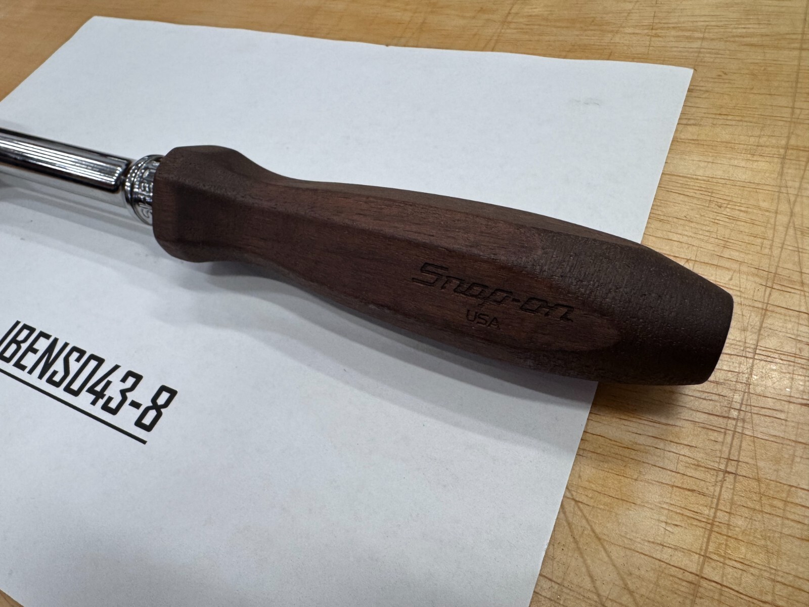 Snap-on Tools NEW ULTRA RARE WOOD 1/2″ Drive Wood Grip Fixed Head Ratchet SH80A