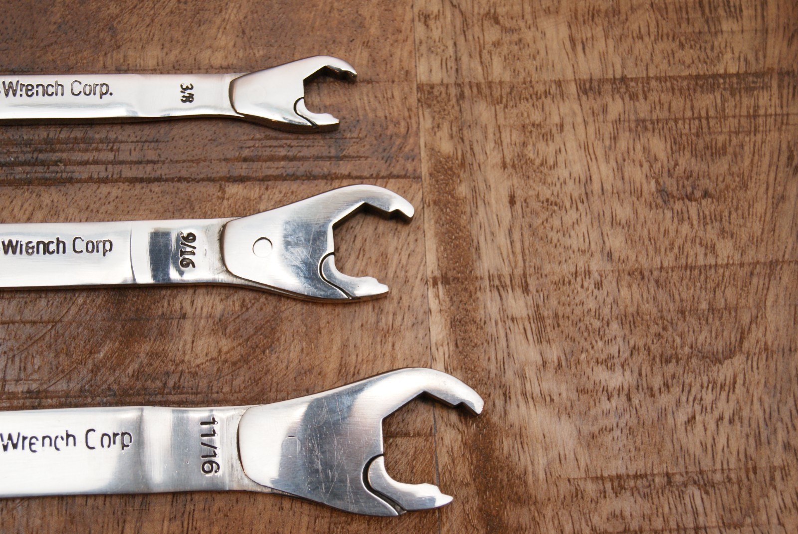 Alden EZ Ratcheting Open End Wrench Set 3pc 3/8 7/16 1/2 9/16 5/8 11/16 w/Pouch