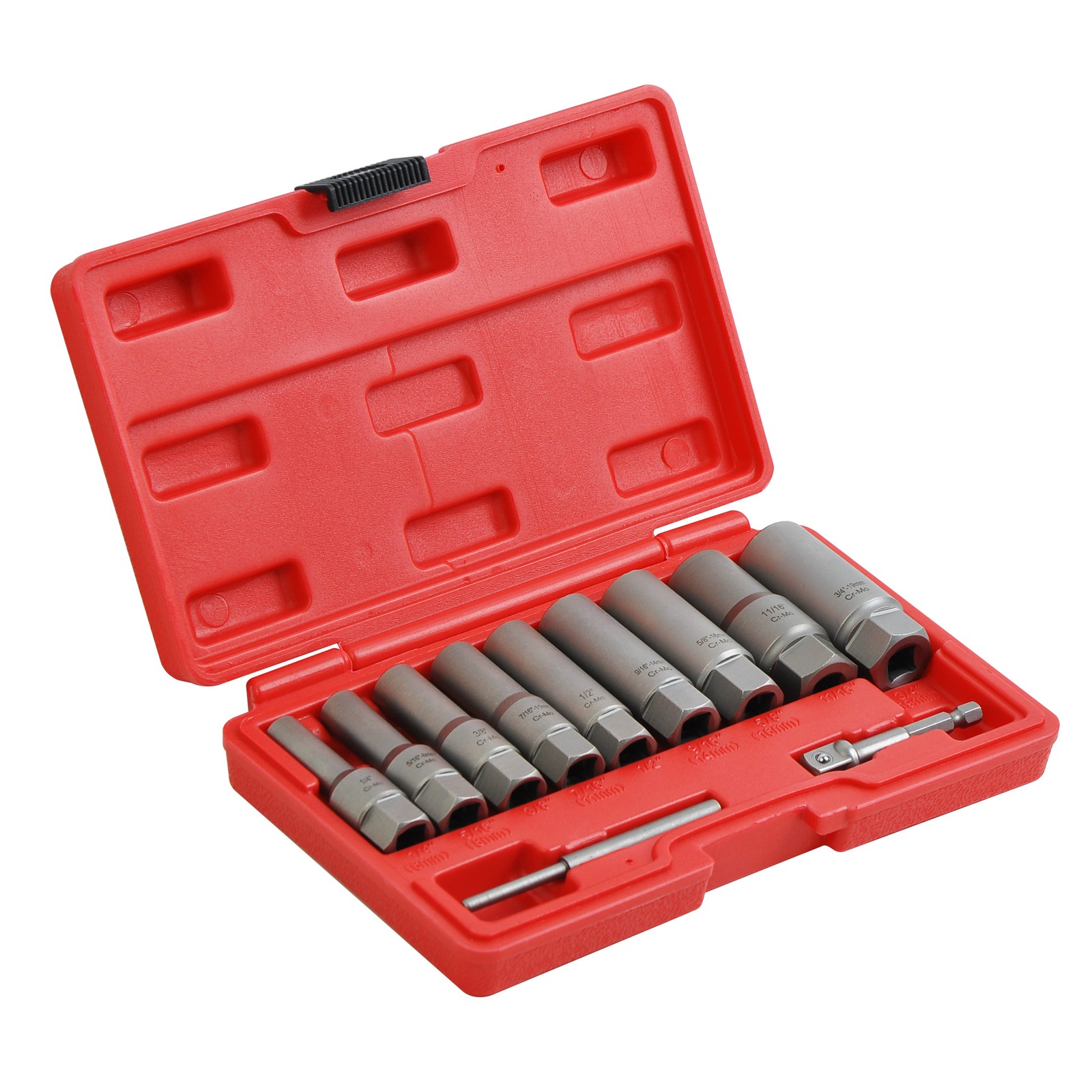 11-Piece Spiral Bolt Extractor Kit -Quick & Easy Broken Lug Nut Removal Tool Set