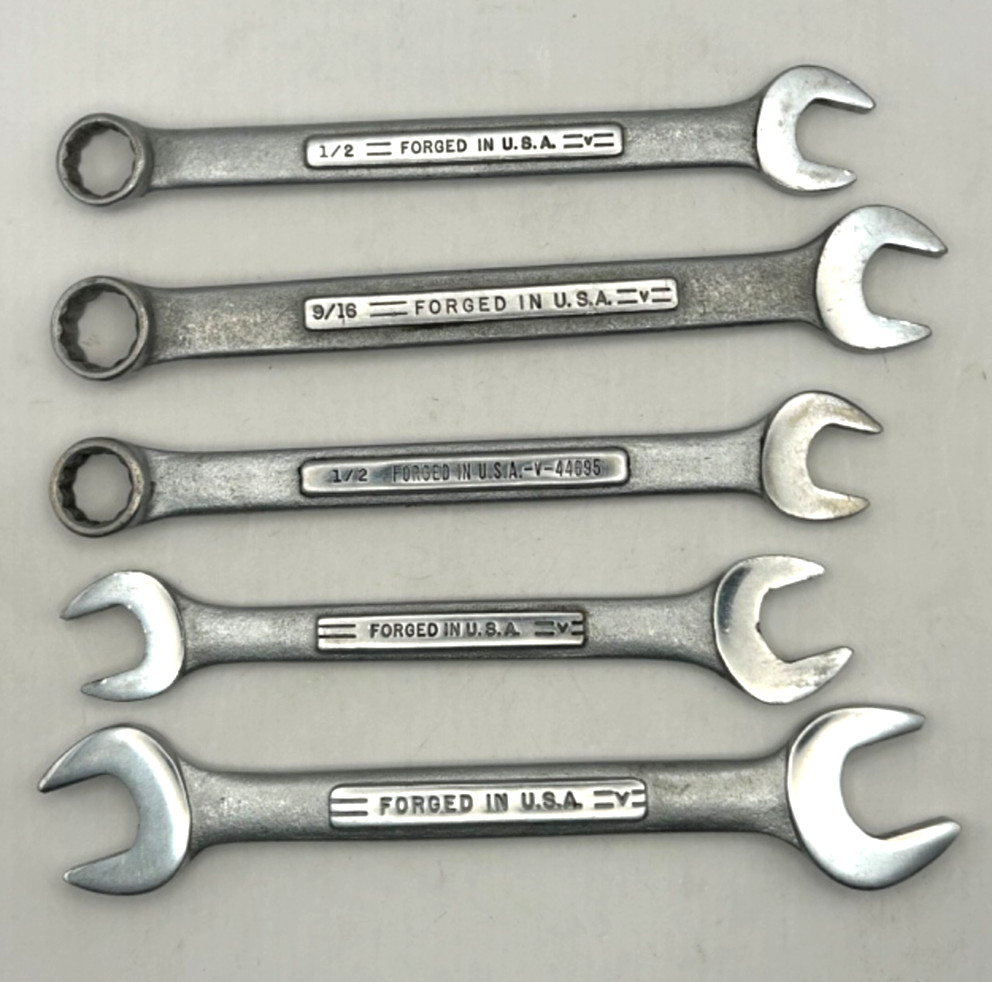 Vintage Craftsman USA SAE Wrench Lot 5 Pc 1/2 9/16 7/16 3/8 11/16 3/4
