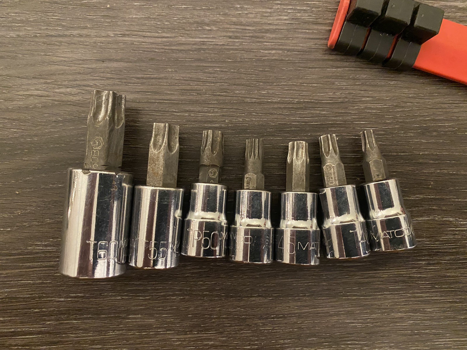 7pc Lot Matco Tools Torx & Bit Sockets 3/8″ & 1/2 Drive & 8mm- Rail – Ratchet