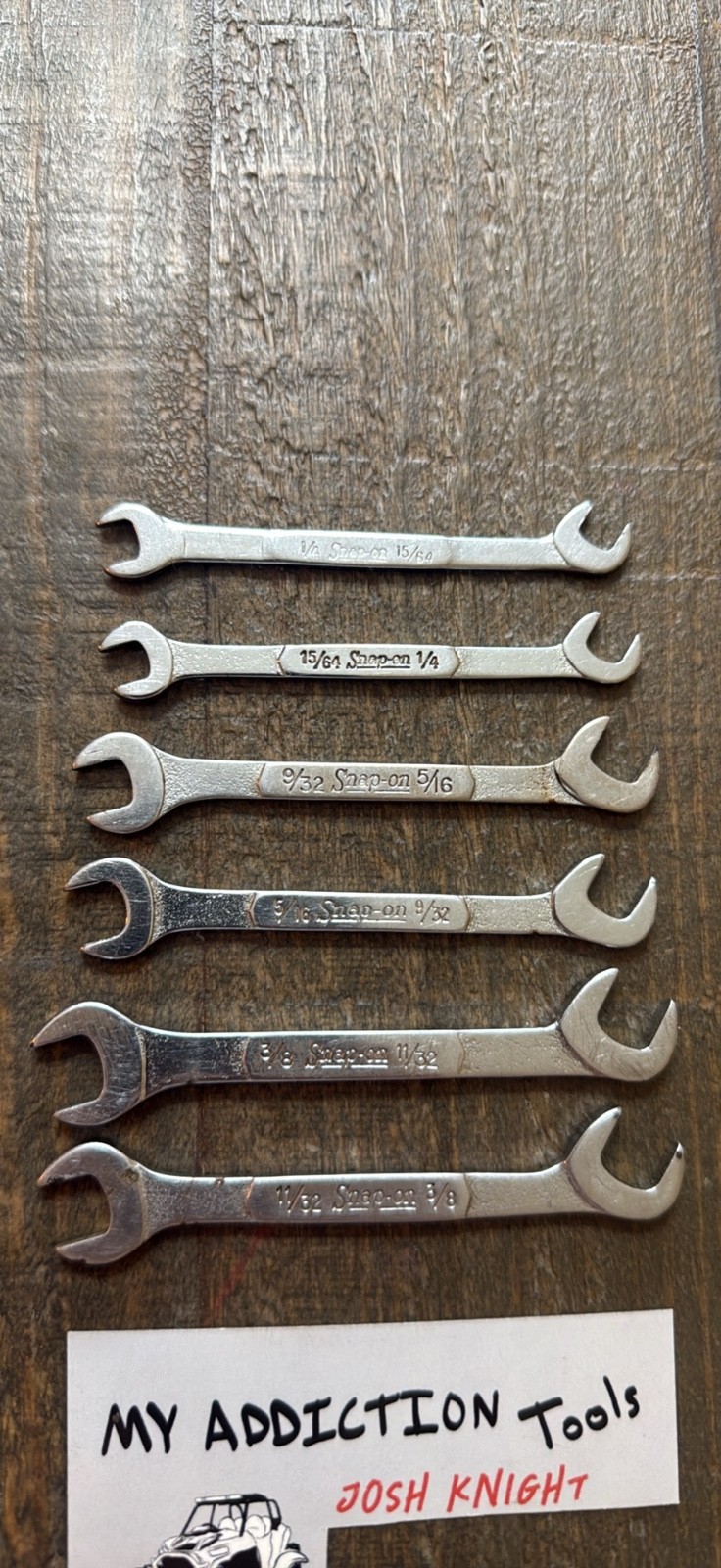 Snap on 6 piece ignition wrench set DS set no owner markings all wrenches good