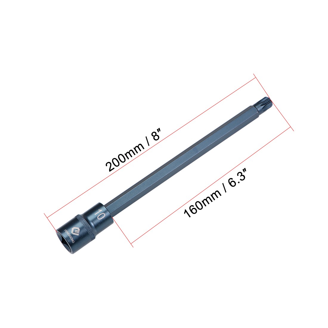 1/2-Inch Drive x M10 Triple Square Bit Socket Metric Extra Long 8″