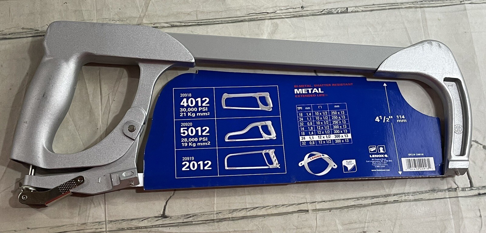 Lenox 4012 Bi-Metal, Shatter Resistant Hacksaw Extended Life 30,000 PSI – NEW