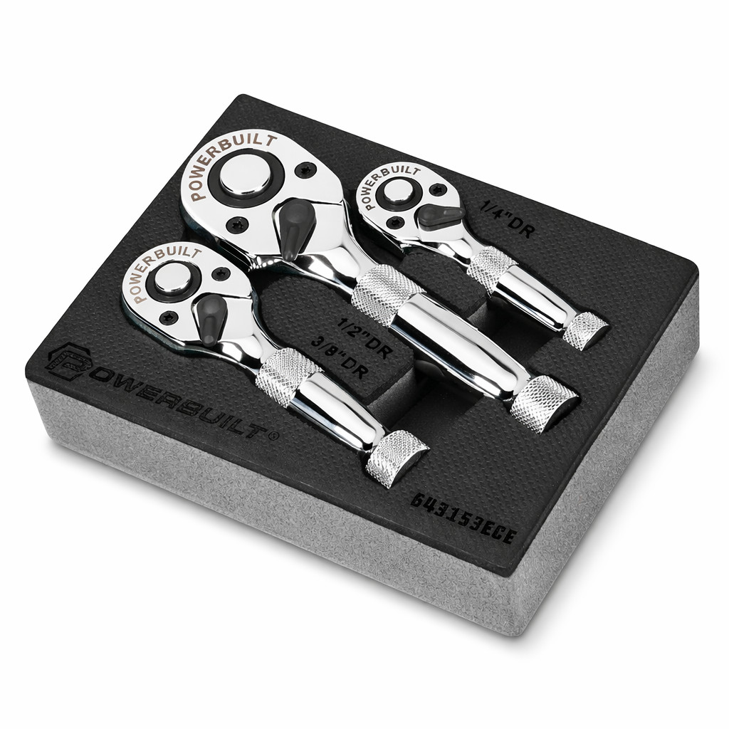 Powerbuilt 3 PC. STUBBY RATCHET SET – 643153ECE