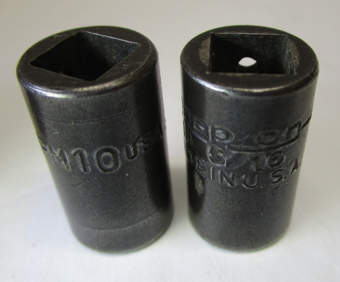 Snap-on USA 1/4″ Drive 3/8″ PM12 & (2) 5/16″ PM10 6pt Shallow Sockets Vintage