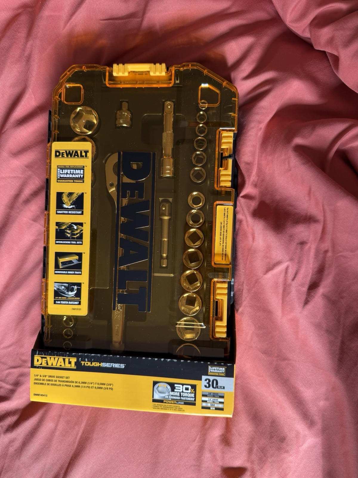 NEW DEWALT ToughSeries 30-Piece 1/4” Drive Socket Set DWMT45121