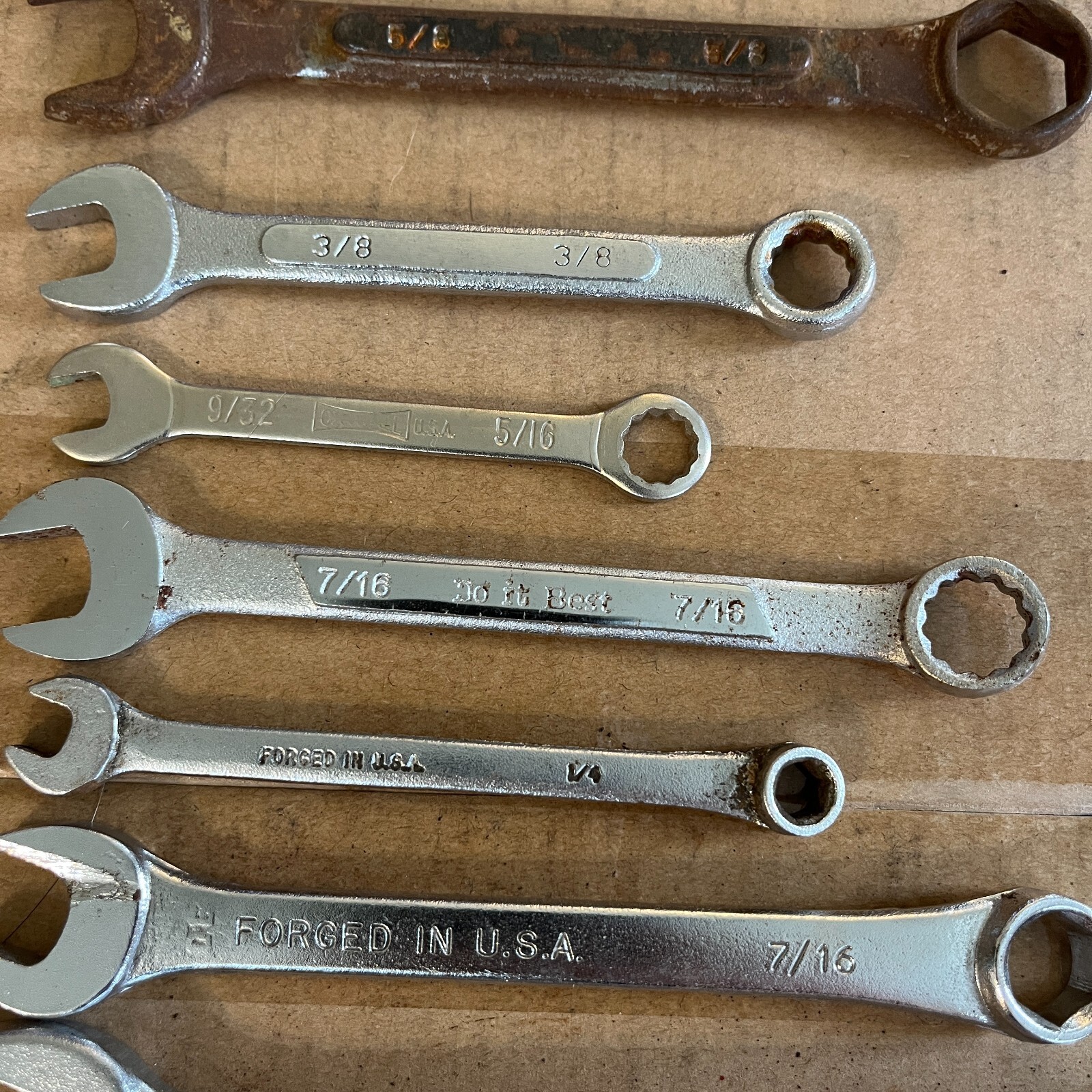 15 Combination Wrenches SAE Hand Tools Forged Steel – Lot of 15 Vintage