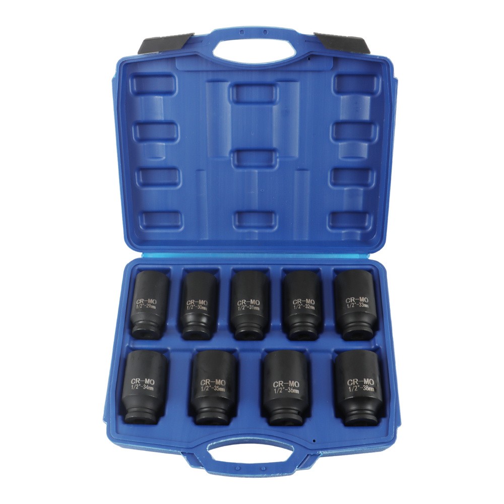 Labwork 9Pcs Deep Impact Socket Set Drive Metric Axle Hub Nut Socket 6 Point