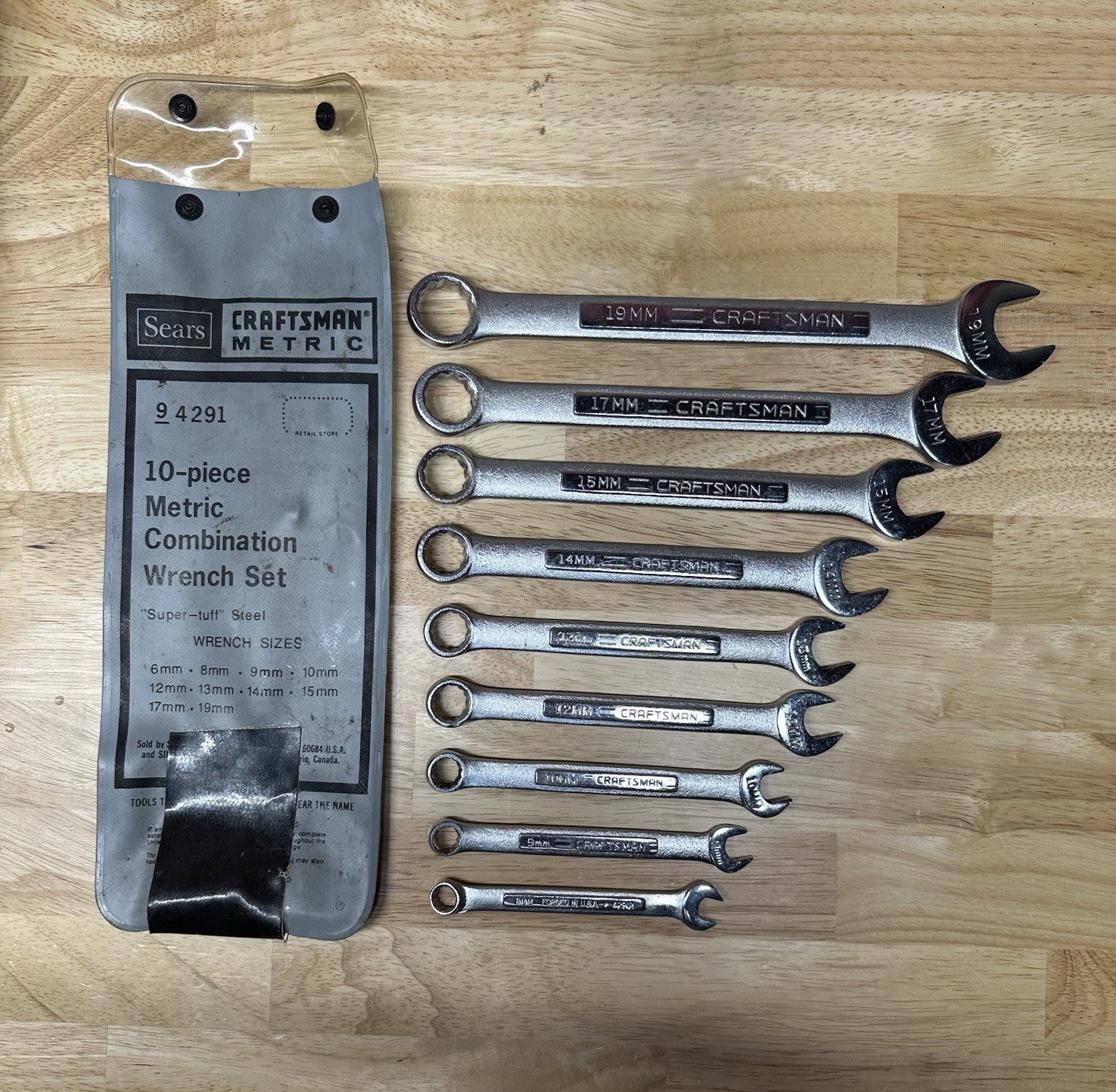 Craftsman USA 8-19mm Metric Wrench Set 4291 9 Piece Missing 6mm