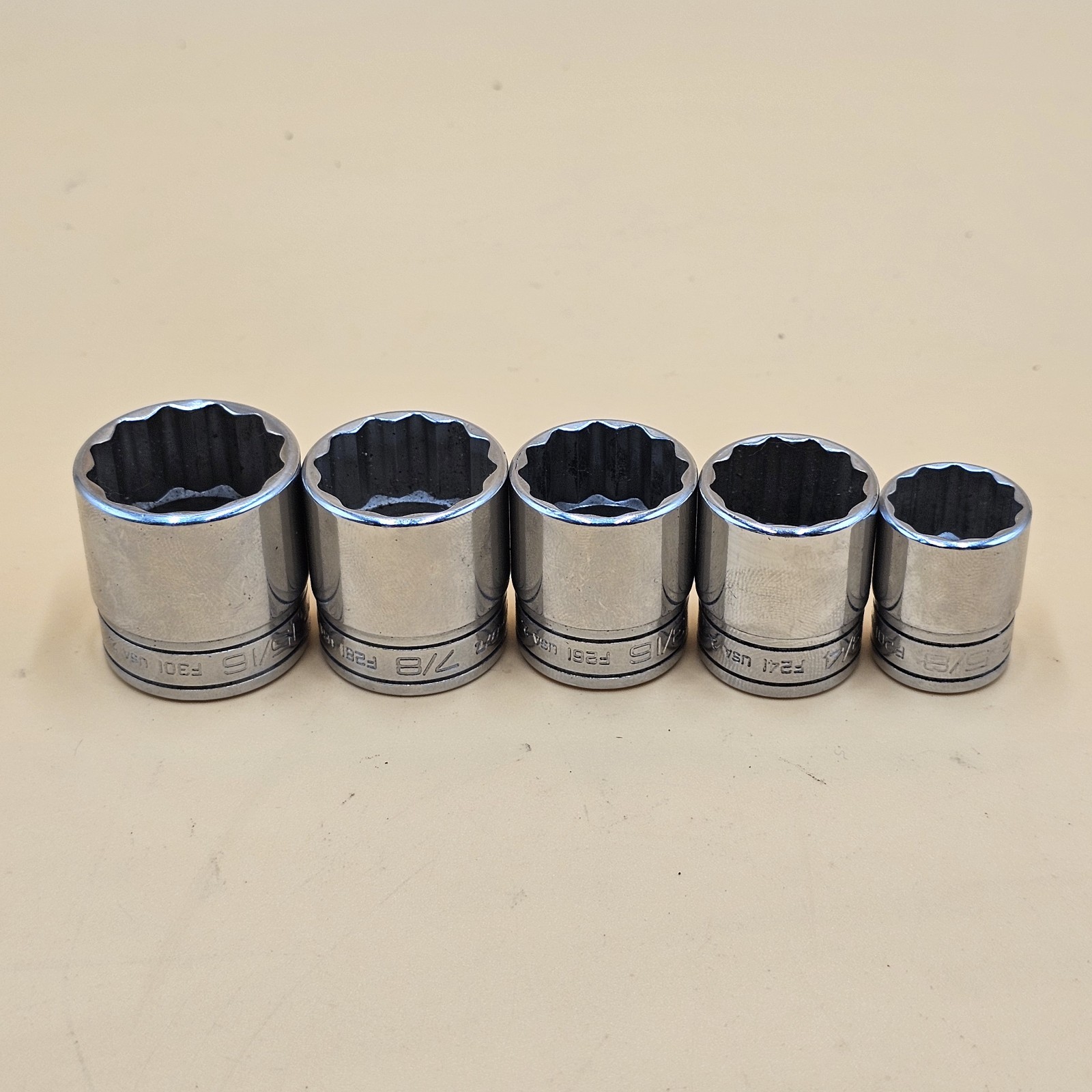 Snap On Socket Set Of Five F201, F241, F261, F281, F301