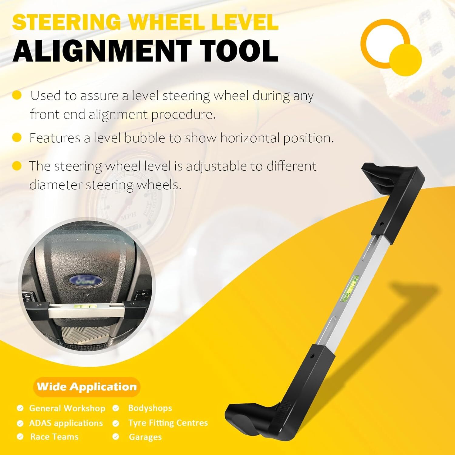 For 270mm-340mm Steering Wheel Level Alignment Tool for Passenger Cars Trucks