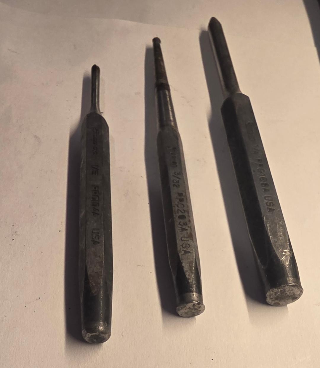 Snap On 1/8″ PPC104A, 3/32″ PPC203A, 1/4″ PPC108A Pin Punches (Set of 3)