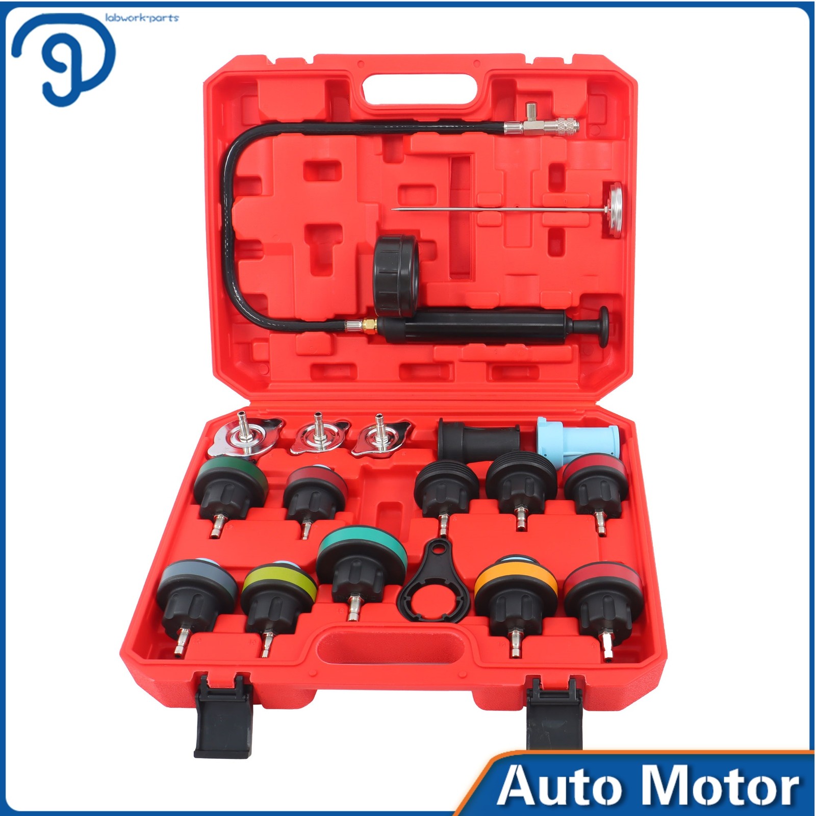 Radiator Cooling System 18pcs Pressure Tester Gasket Water Tank Leak Adapter Set