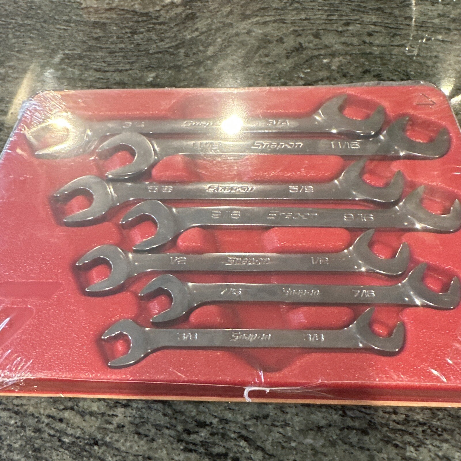 Snap On svs807a 3/8-3/4″ 7 pc flank drive plus four way angle head wrench set