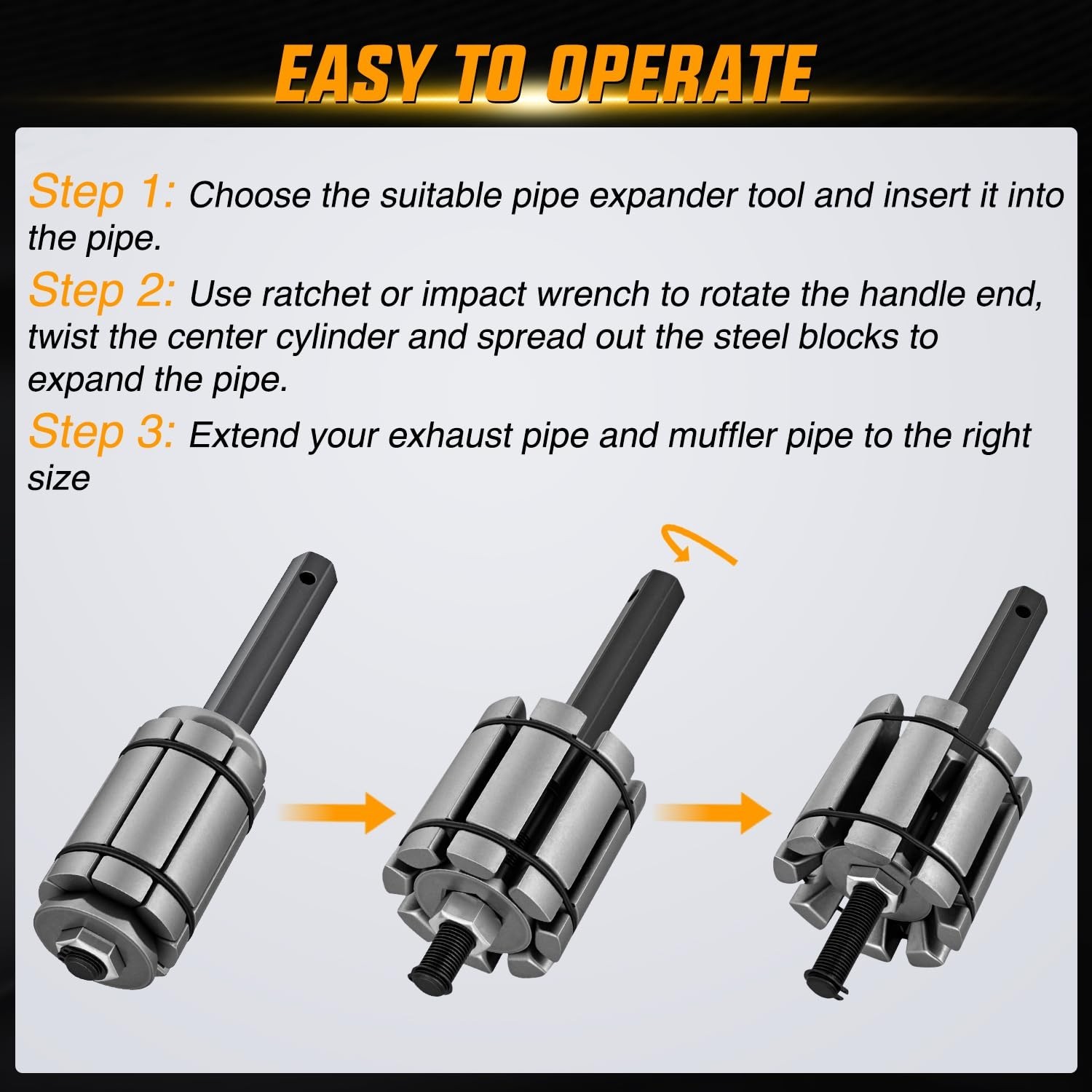 3PCS Heavy Duty Exhaust Pipe Expander Tool Set 1-1/8» to 3-1/2» – Tailpipe Rep