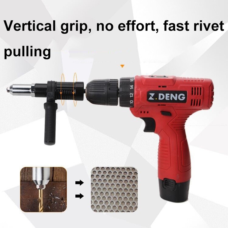 Cordless Electric Rivet Nut Tool Adapter, Steel, 450g, 2.4-4.8mm Rivet Sizes