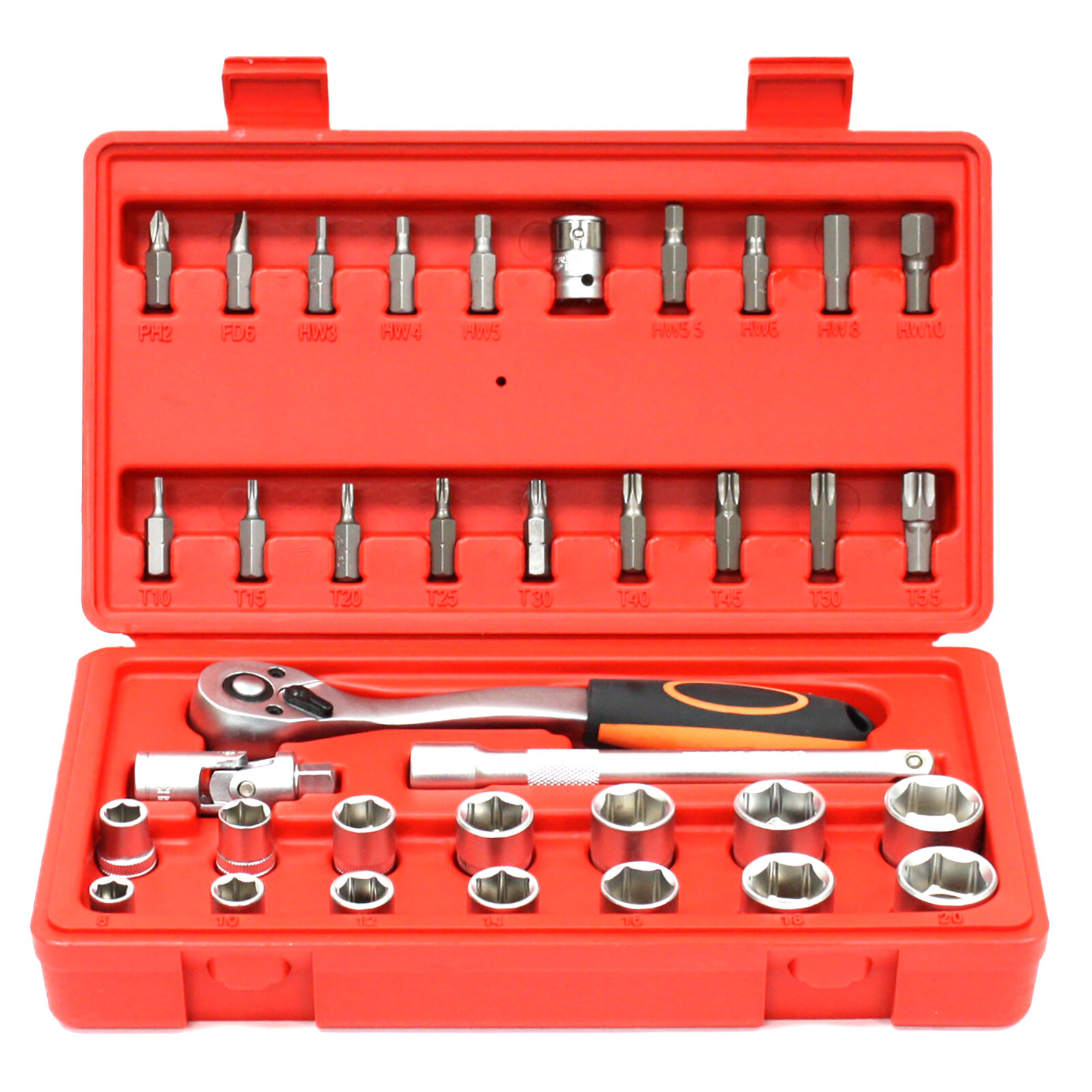 36 pcs 3/8″ Drive Metric Socket & Bit Set Star Hex Ratchet Wrench Bits Adapter