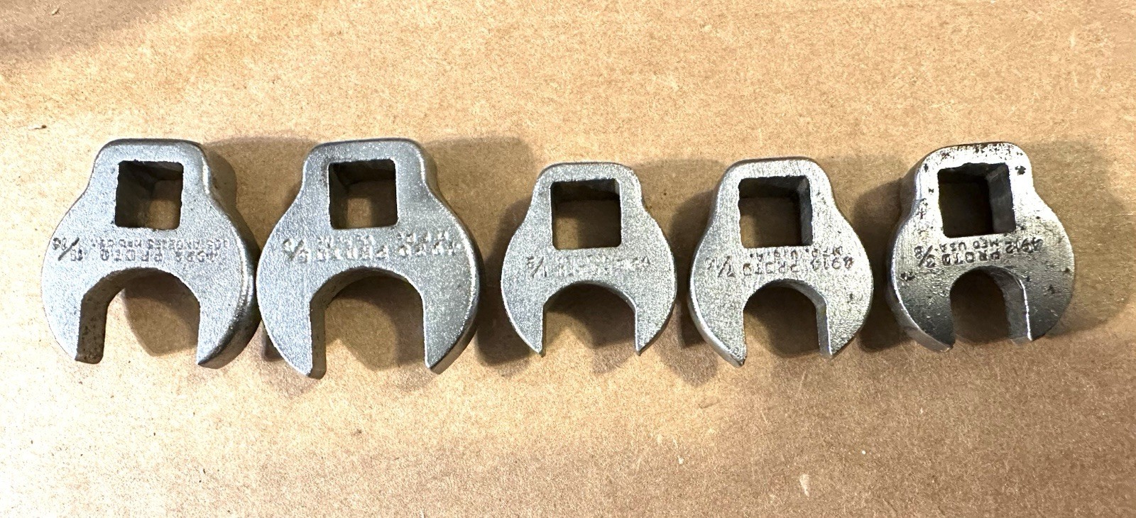 Proto 3/8 Dr Crow Foot sockets 4922 11/16, 4920 5/8, 4916 1/2 4914 7/16 4912 3/8