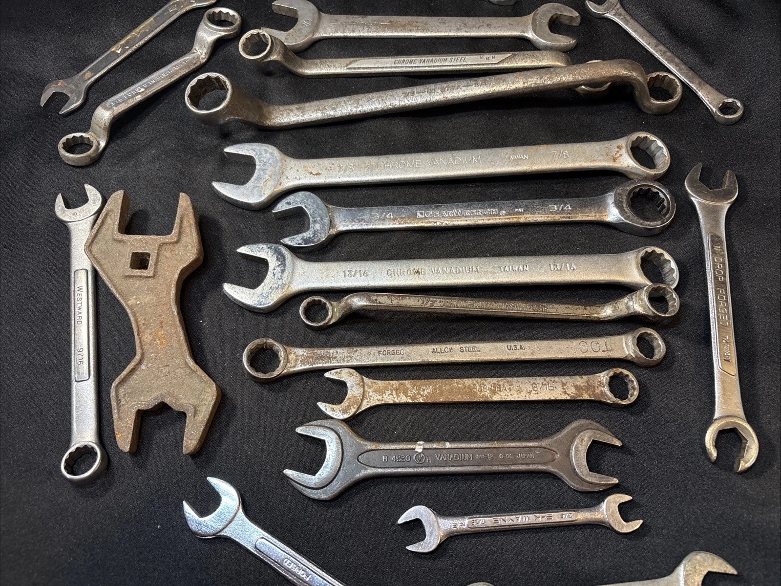 Mixed Lot Of 20 = 7 Lbs of Wrenches Assorted Styles, Country Made, Brands & Size