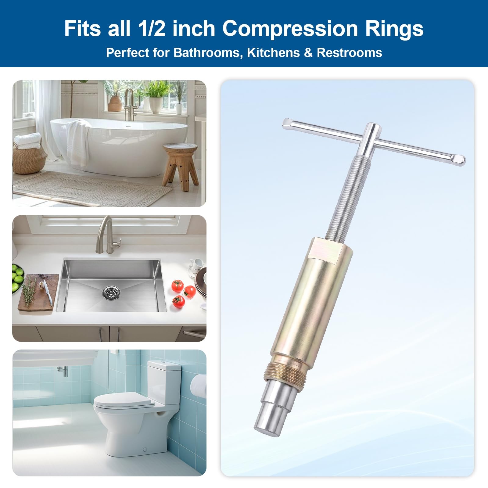 Compression Sleeve Puller Tool for 1/2 Inch Copper Pipe Removes Nut and Ferr…