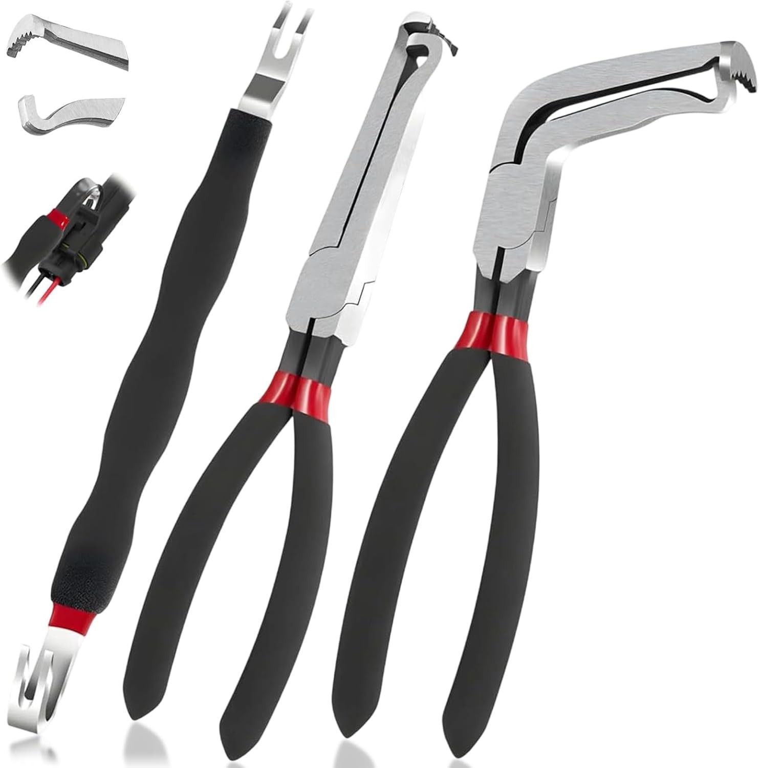 8in Automotive Electrical Connector Pliers Set – Dual-Headed with Grip Design