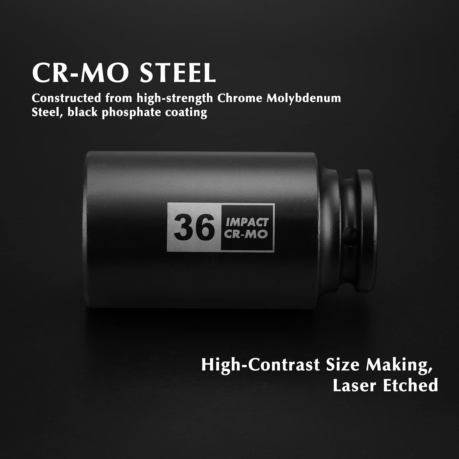 8PCS 1/2″ Drive Deep Metric Impact Socket Set, 12 Point Axle Nut, CR-MO, 29-39mm