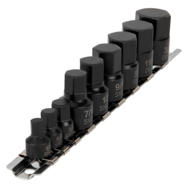 Performance Tool 1/4″ & 3/8″ Drive SAE Hex Impact Bit Socket Set 9 Pieces