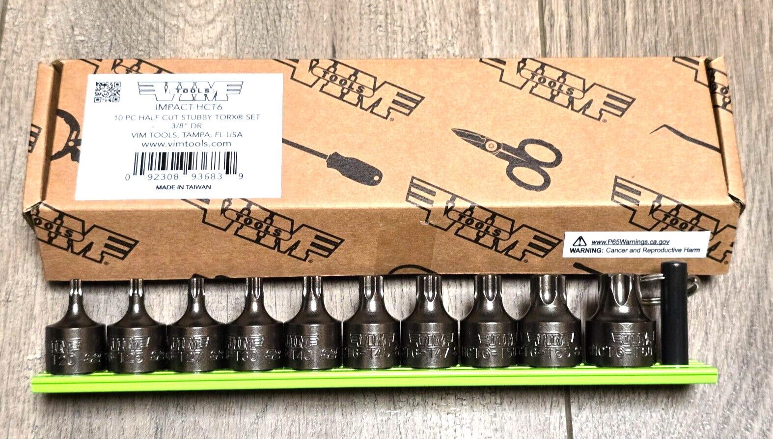 VIM 3/8dr 10pc Half-Cut Stubby Torx Bit Driver Socket Set w/MagraiL #IMPACT-HCT6