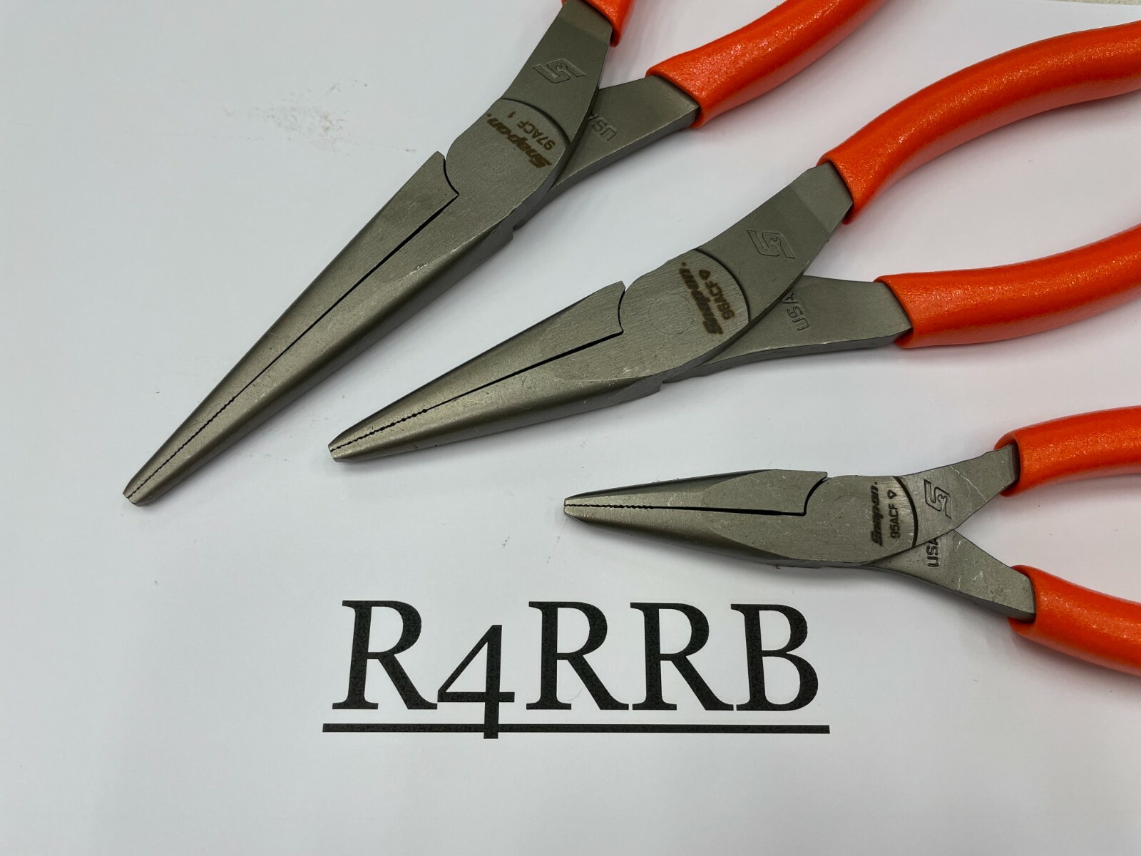 Snap-On Tools USA NEW 3 Piece ORANGE Soft Grip Needle Nose Pliers Lot Set