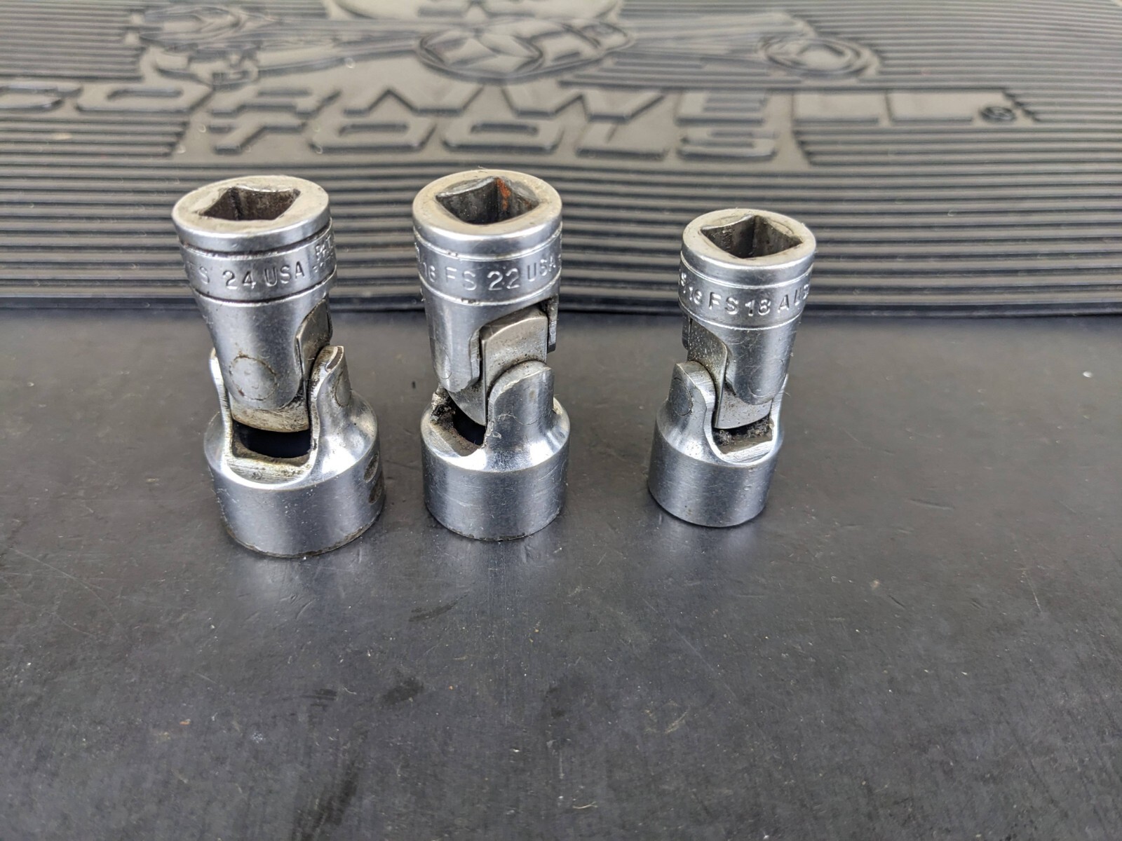 #ba511 Snap On Chrome 6PT Shallow Socket FS18 9/16 FS22 11/16 FS24 3/4