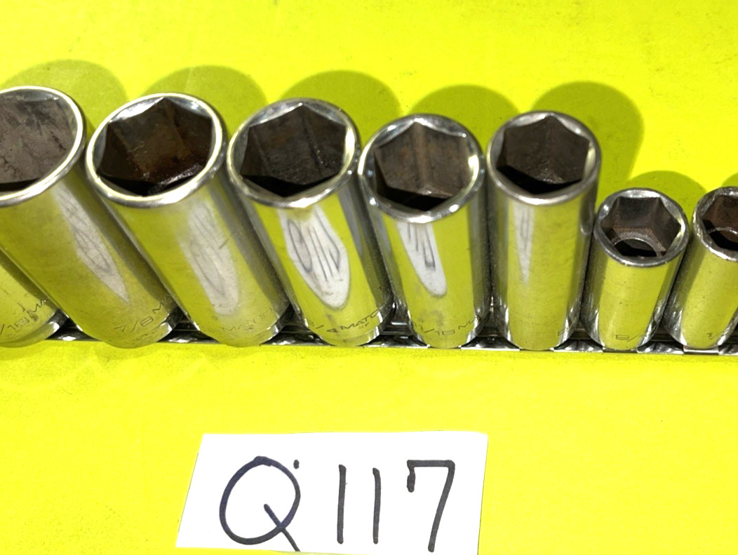 MATCO TOOLS 12 PIECE 3/8 DRIVE SAE. DEEP 6 POINT SOCKET SET 5/16 THROUGH 1 INCH