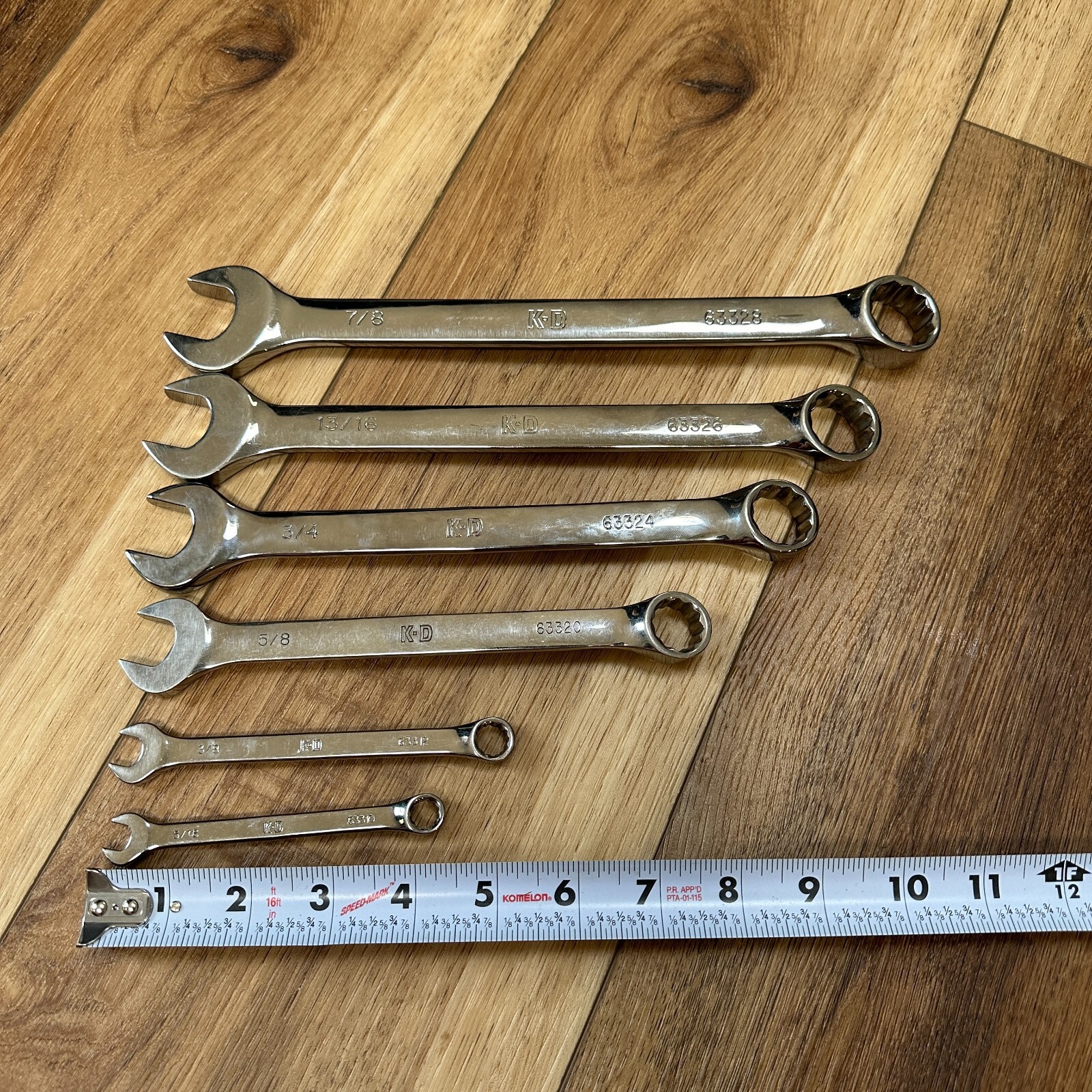KD USA Combination Wrench Set of 6 Tools 12pt 5/16, 3/8, 5/8, 3/4, 13/16, & 7/8″