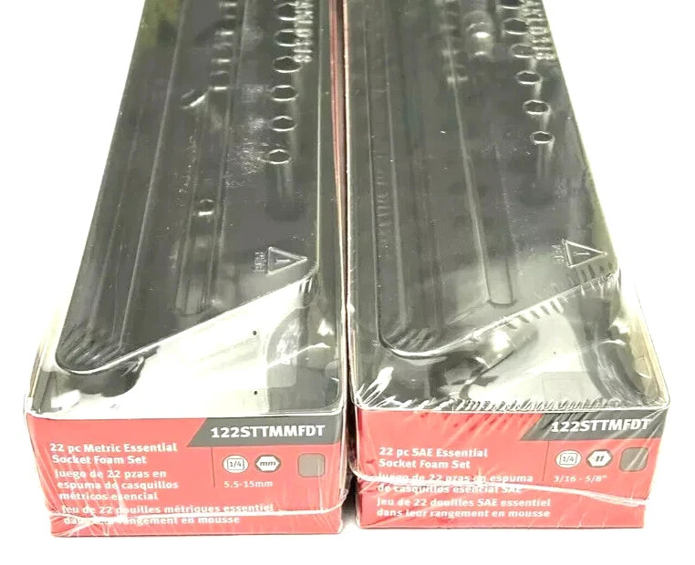 Snap-on 44pc 1/4″dr Metric / SAE Shallow & Deep Socket Sets 3/16-5/8″ / 5.5-15mm